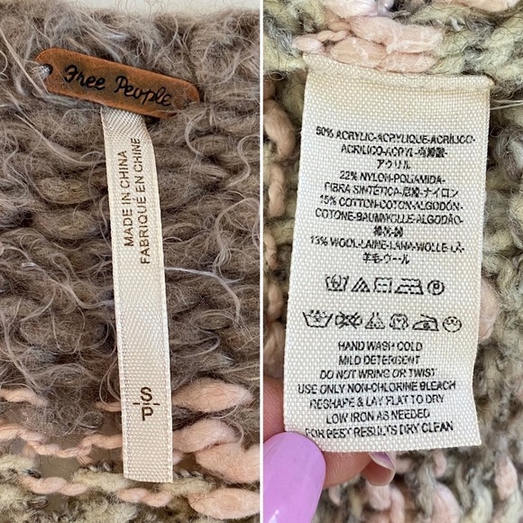 Free People Linus Striped Eyelash Fuzzy Wool Blend Sweater Gray Pink Size S - Picture 9 of 11